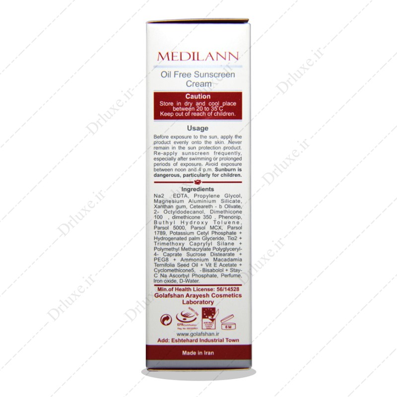 کرم ضدآفتاب SPF60 رنگی فاقد چربی مدیلن 50 میلی لیتر