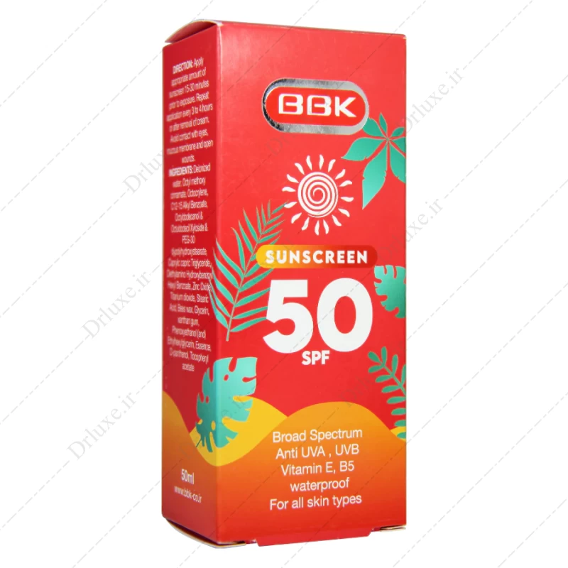 قیمت و خرید کرم ضد آفتاب SPF50 بی رنگ انواع پوست ببک 50 میلی لیتر - دکتر لوکس