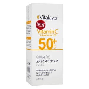 کرم ضد آفتاب SPF50 بی رنگ ویتامین C ویتالیر 40 میلی لیتر
