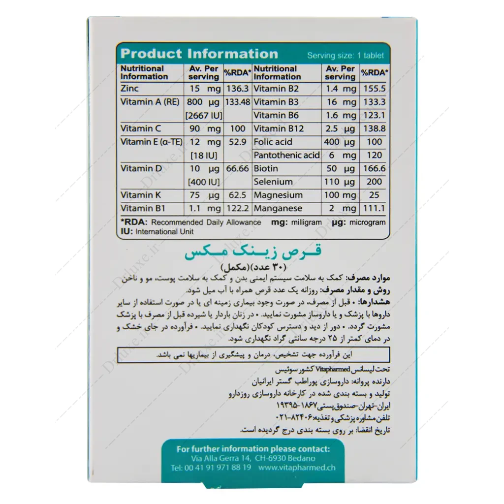 زینک مکس ویواتیون، قرص زینک مکس ویواتیون