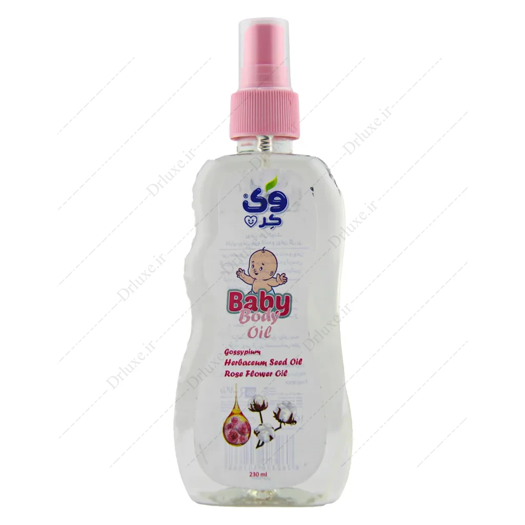 اسپری روغن بچه وی کر مدل روغن پنبه دانه و گل رز