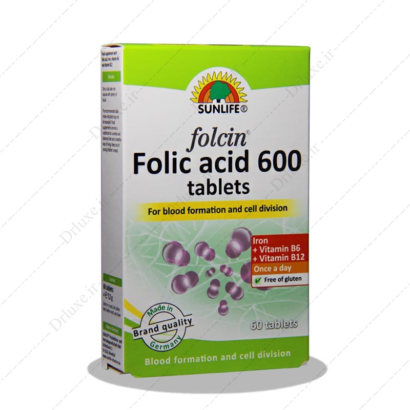 مشخصات، قیمت و خرید قرص فولسین فولیک اسید 600 سان لایف  60 عدد- داروخانه انلاین دکترلوکس