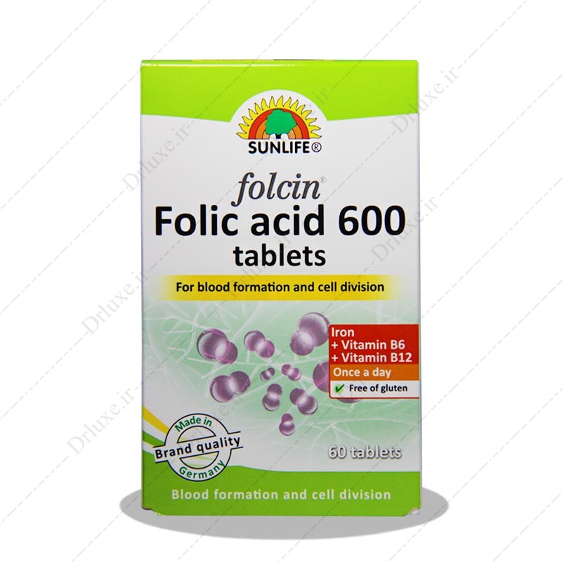 مشخصات، قیمت و خرید قرص فولسین فولیک اسید 600 سان لایف  60 عدد- داروخانه انلاین دکترلوکس