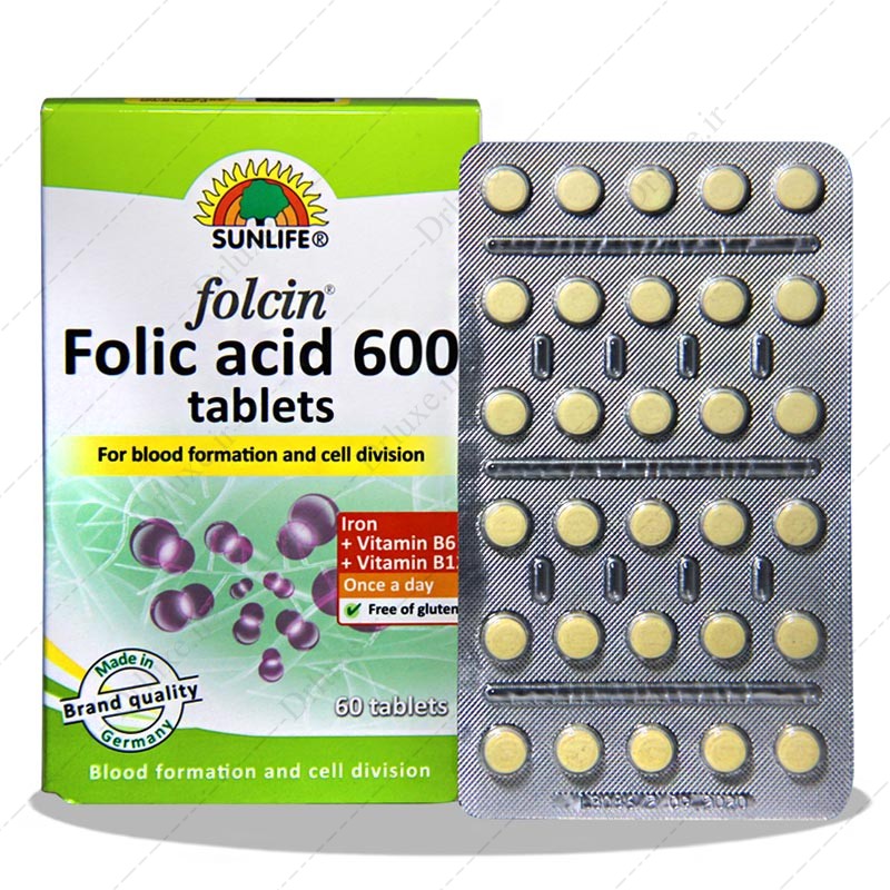 مشخصات، قیمت و خرید قرص فولسین فولیک اسید 600 سان لایف  60 عدد- داروخانه انلاین دکترلوکس