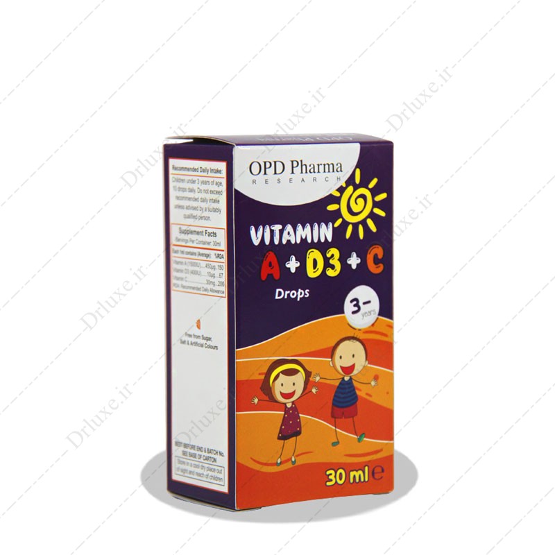 مشخصات،قیمت وخریدقطره ویتامین آ + د3 + ث او پی دی فارما  30 میلی لیتر-دکتر لوکس