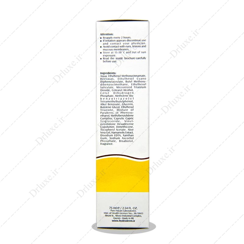 مشحصات،قیمت وخرید لوسیون ضدآفتابSPF30 فاقد چربی هیدرودرم 75 میلی لیتر-دکتر لوکس