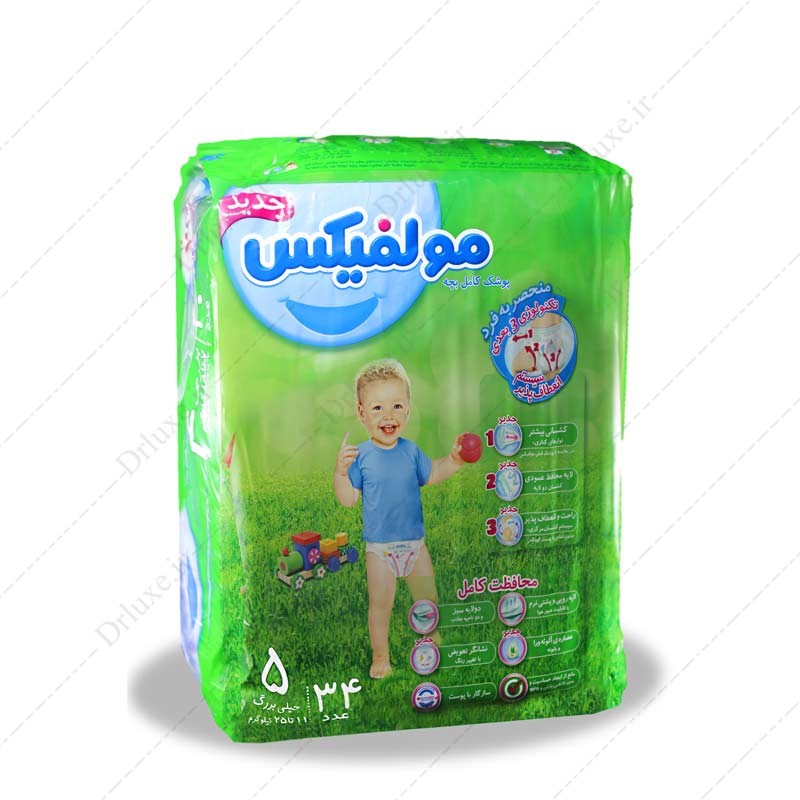 مشخصات، قیمت و خرید پوشک مولفیکس سایز 5 بسته 34 عددی - دکتر لوکس