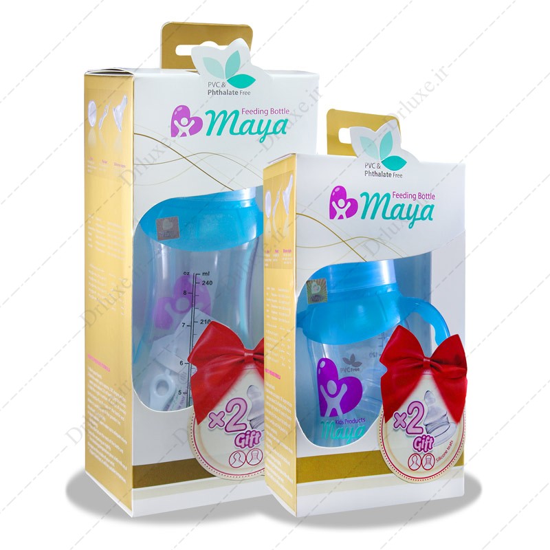 مشخصات، قیمت و خرید شیشه شیر دسته دار سیلیکونی مایا 150ml - دکتر لوکس
